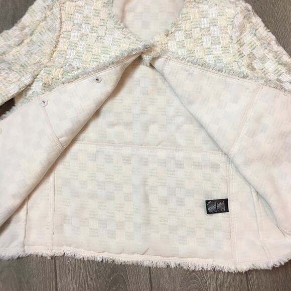 Lafayette 148 M Women's Aisha Cloud Tweed Zip Up Neutral Blazer Jacket - Picture 4 of 8